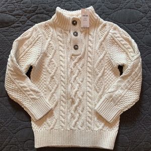 Gap Boys Mock Neck Off-White Cable Knit Sweater 5T